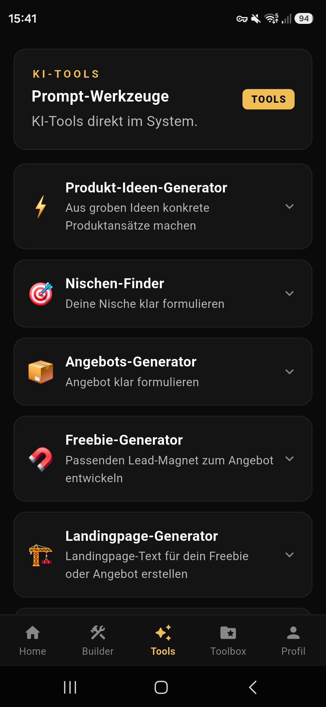 AI System Builder – Roadmap-Ansicht